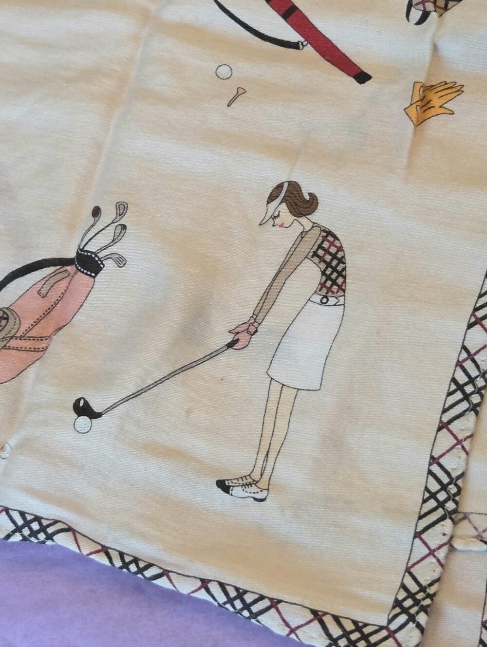 Burberry Golf Print Handkerchief 19" Hanky Lady Golfer Bandana Pocket Square - Picture 3 of 14